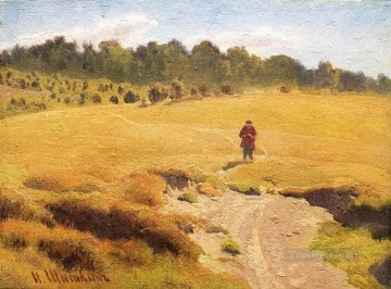 風景 Painting - 野原の少年 古典的な風景 イワン・イワノビッチの計画シーン